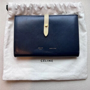 Celine Large Strap Wallet Grained Calfskin